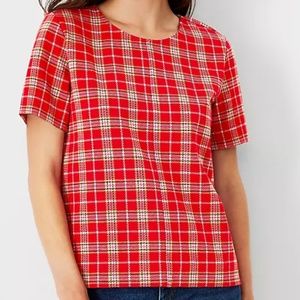 Ann Taylor Plaid Knit Top - New With Tag - Small